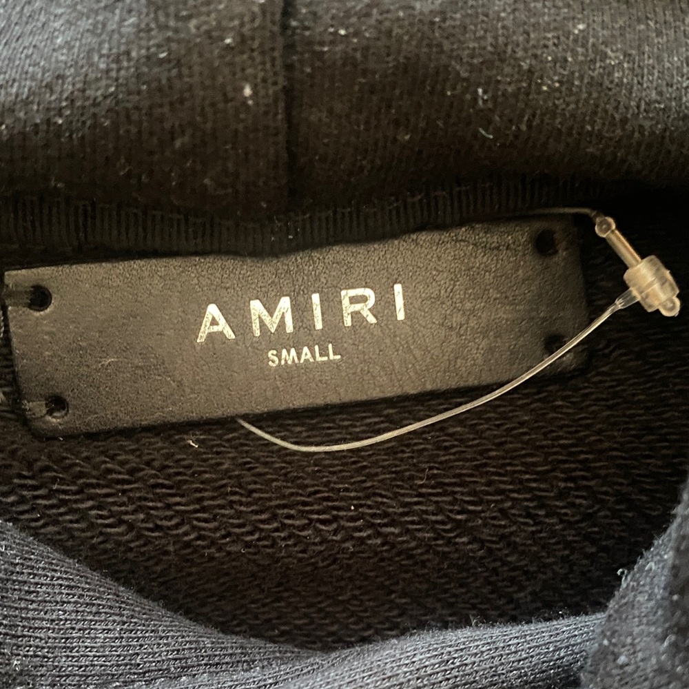 AMIRI Midnight Black Hoodie with White Logo - Picture 2 of 7